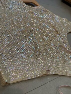 VINTAGE Sequined Cream Sparkle Women's Sweater
